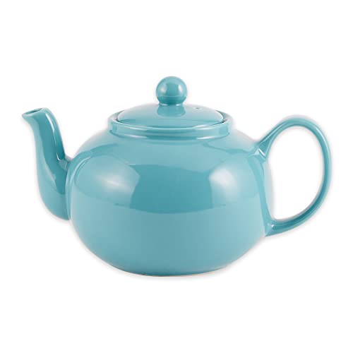 RSVP International Stoneware Teapot Collection, Microwave and Dishwasher Safe, 42 oz, Turquoise