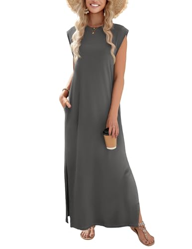 Image of Zeagoo Summer Dresses for Women 2026 Long Maxi Sundresses Loose Split Wrinkle-Free Beach Travel Vacation Clothes