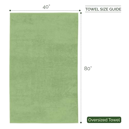 Image of Elegant Comfort Three Line Popcorn Extra Large Luxury Bath Towel - 40 inch x 80 inch inch, Premium Hotel Spa Quality 1 Piece Oversized Bath Sheet 100% Turkish Cotton Super Soft Highly Absorbent, Sage Green