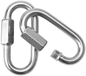 8 Pcs 304 Stainless Steel Chain Links, Shape Locking Buckles Heavy Duty, Available for Climbing, Fishing, Hiking, Traveling, Silver, M4 Length 42mm/1.65 inch M6 Length 58mm/2.3 inch
