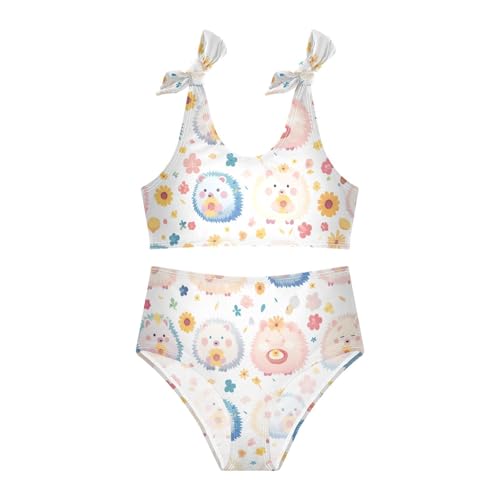 KLL Cute Watercolor Hedgehogs Girls' Two Piece Bikini Sets Scoop Neck Swimsuit Swimwear Cute Shoulder Strap3