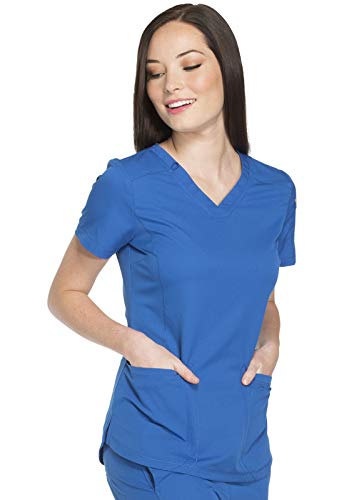 Dickies Dynamix Womens Tops, Athletic-Inspired V-Neck Scrub Top with Four-Way Stretch and Moisture Wicking DK730, S, Royal - image 6