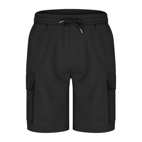 Image of Men's Cargo Sweat Shorts Casual Drawstring Elastic Waist Athletic Workout Gym Jogger Shorts with Multi Pockets