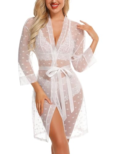 Ensemble de lingerie féminine robe kimono en dentelle vêtements de nuit M