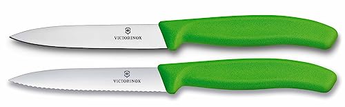Victorinox Swiss Classic, tomato and vegetable knife set, 2-piece, extra sharp blade, plastic handle, stainless steel, Swiss Made, green - Image 3