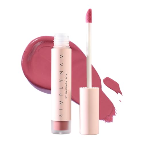 Image of SIMPLYNAM Satin Soft Lip Creme | 1 Swipe Full Coverage | Hydrating, Creamy Matte Finish | 6-8 Hour Stay | Transfer-Proof & Smudge-Proof | Infused with Peptides & Squalane | Vegan | Disha - Mulled Pink