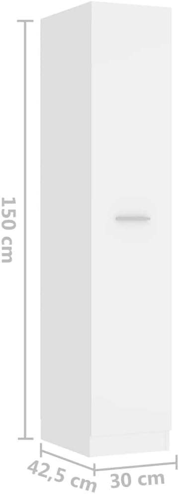 Storage Cabinet, Locker with Shelves and Doors, Home Storage Furniture,File Cabinet for Office, Pantry, Home,Apothecary Cabinet Black 11.8"x16.7"x59.1" Chipboard (White)