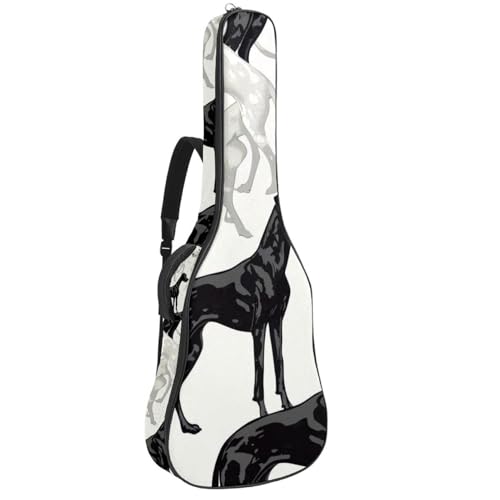 Housse guitare acoustique caniche noir et blanc imperméable 109cm