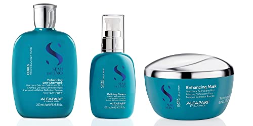 Alfaparf Milano Semi Di Lino Curls Gift Set For Wavy And Curly Hair - Sulfate Free Shampoo, Mask And Curl Defining Cream - Defines And Hydrates - Humidity Protection - Adds Shine And Softness #TOP1