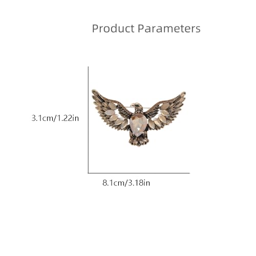Image of Rhinestone Eagle Bird Brooch Pin for Women Men Vintage Teardrop Green Crystal Eye Flying Animal Brooches Lapel Elegant Hat Bag Suit Costume Accessories Jewelry Father Friend