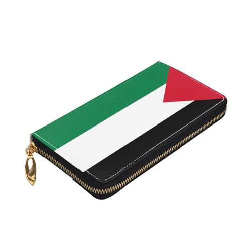 Leather Women Wallets, Long Credit Card Holder, Flag of the State of Palestine Print Billfold Clutch & Travel Purse Large Capacity3