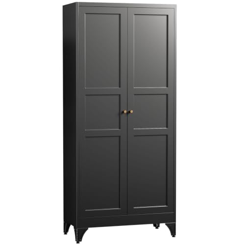 Image of Letaya Metal Pantry Storage Cabinet with Door and Adjustable Shelves,Black