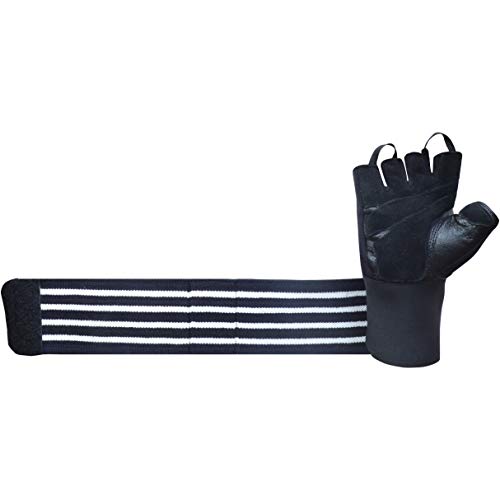 Image of Kobo WTG-49 Weight Lifting Gym Gloves Leather Hand Protector for Fitness Training (Multi Colour) with Wrist Support