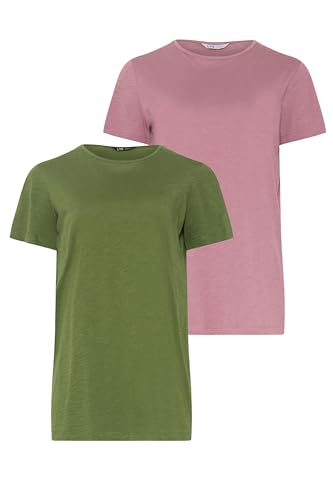 Long Tall Sally - LTS Tall 2 Pack Olive Green & Pink Marl T-Shirt - Women's
