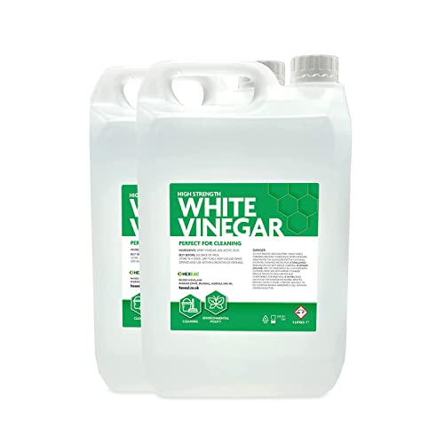 Hexeal High Strength White Vinegar 10L 2 x 5L 20% Strong White Cleaning Vinegar for Sanitising & Cleaning Suitable for Use in the Garden Deodorises & Removes Grime