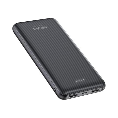 MOXNICE Power Bank Portable Charger 10000mAh, Battery Pack, USB C Input & Output External Phone Charger, Compatible with Smartphones and Tablets (Black) Cover