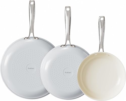 Redchef Juego De Sartenes De Cerámica Sin Teflón, Juego De Sartenes De Inducción, Sartén De Cerámica Sin Ptfe Ni Pfoa, 20/24/28 Cm, Sartén De Cerámica Para Todo Tipo De Fuegos, Apta Para Horno