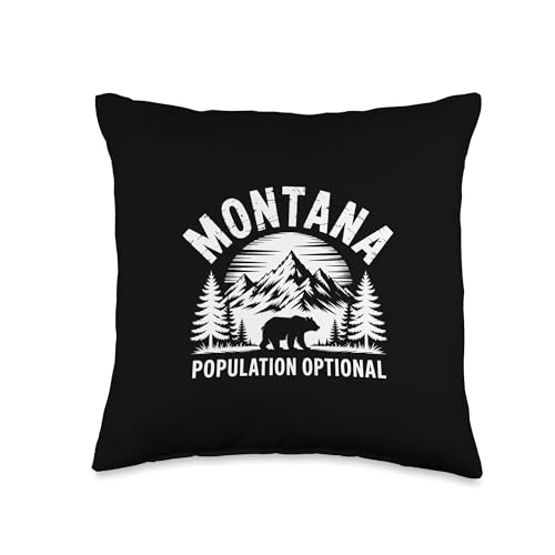 Montana Mountains Grizzly Bear and Nature Lover Throw Pillow