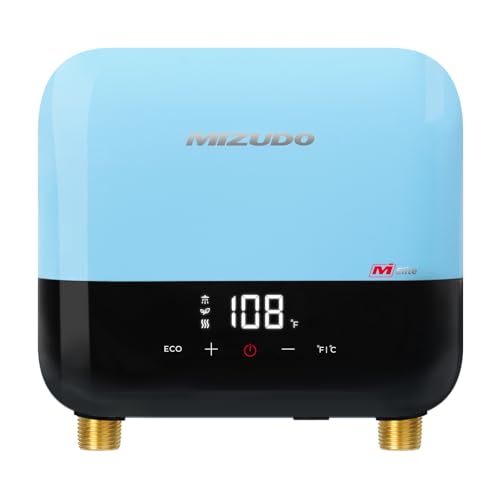 120V Electric Tankless Water Heater | MIZUDO 3.5kW Instant Hot Water for Sinks | Flash Blue