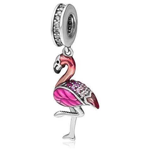 Flamingo Charms Pendant 925 Sterling Silver Lucky Animals Bead Fit Pandora Bracelet Bracelet (Silver) Cover