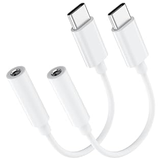 2 Pack USB C to 3.5mm Headphone Jack Adapter, Aux to USB C HiFi Compatible for Apple iPhone 17/16/15/Pro Max/Plus, Type C Aux Audio Dongle Cable Cord for iPad, Samsung Galaxy S25/24/S23/S22/S21-White
