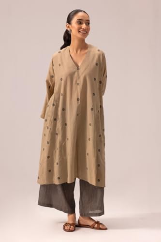 Image of ANNI Designer Women Rayon Viscose A-Line Printed Kurta Palazzo Set | Full Length Kurta | Bell Sleeve | V-Neck | Ethnic Wear for Casual Office Festive Use