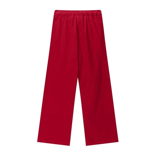Girls Linen Pants Teen Casual Summer Trousers Lightweight Loose Fit Elastic Waist Comfortable Long Solid Plus3