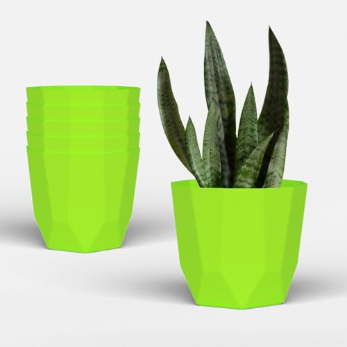 Image of YUCCABE ITALIA SHERA Hexa Plastic Planter Pot for Plants | Decorative Flower Pot | UV Protected Lightweight Indoor Outdoor Gamla for Home Decor, Balcony, Garden & Living Room