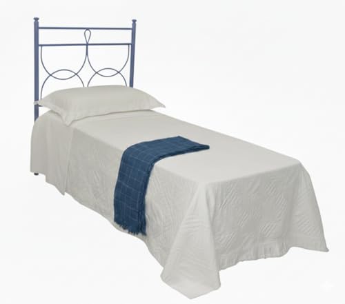 AESSEGI Letto Singolo Solo testata 80x190 Ferro Battuto Blu carta da zucchero Artigianale Made in Italy. Modello Marianne, Struttura Metallo, Spedizione inclusa.