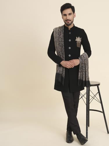 Image of Zamour Faux Pashmina Soft Jamawar Woven Jacquard Shawl for Men
