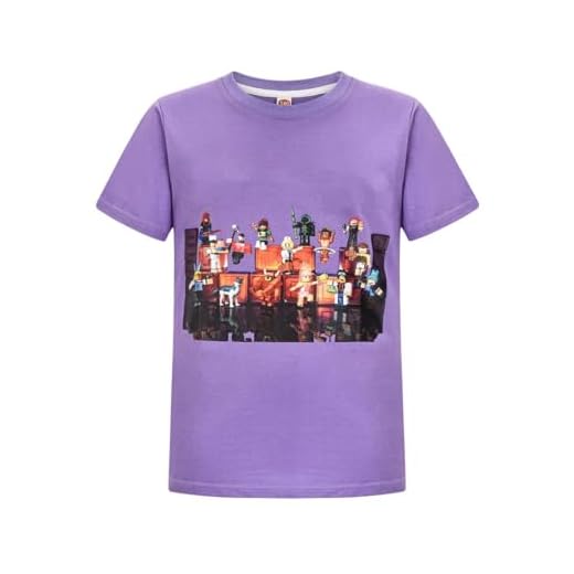 Camiseta de Youtube para niños, Camiseta de Equipo de Juegos Familiares, Camiseta de algodón Transpirable para niñas y niños, Pijama, Morado (, 12-13 Años