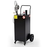 40 Gallon Fuel Caddy, Portable Fuel Caddy with Manual Pump - Heavy Duty Gas & Diesel Storage Tank On 4 Wheels, for Gasoline/Diesel Transfer to Cars, Trucks, ATVs, Boats, Lawn Mowers & Equipment