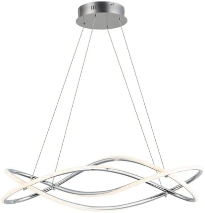 ET2 E24136-PC Coaster Twisted Silicon LED Pendant Ceiling Lighting, 1-Light 48 Watt, 6" H x 10" W x 30" L, Polished Chrome
