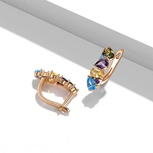 Pendientes de aro multicolor con circonitas para mujer estilo elegante 5