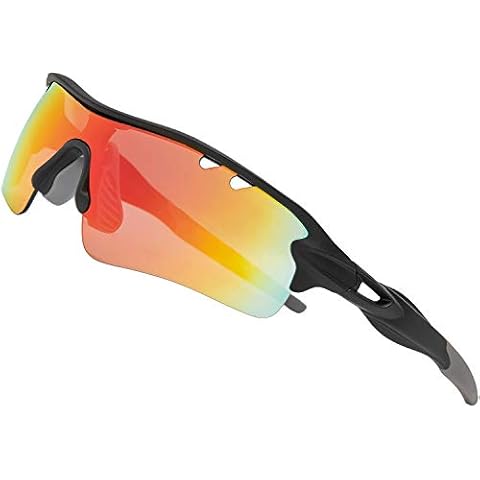 ITSCOOL Polarized Sports Sunglasses for Men Women with 5 Interchangeable Lenses for Golf Baseball Running Cycling Glasses Black Cover