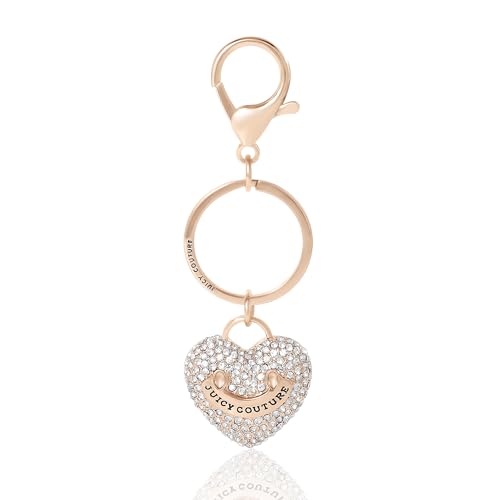 Juicy Couture Heart Keychains with Clear Pave Crystals, Bling Keychains for Women