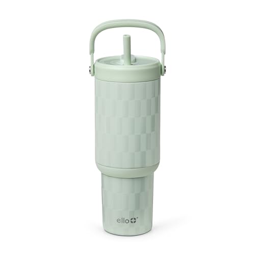 Image of Ello Oasis Go+ 26oz Tumbler with Top Handle and Retracting Straw | Reusable Insulated Stainless Steel Cup, 100% Leakproof Water Bottle, 24 Hours Cold, Cup Holder Friendly For Travel | Jadeglow