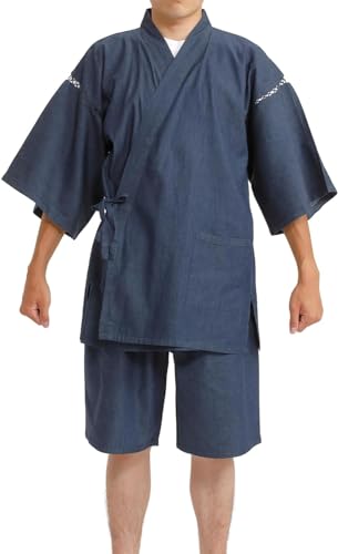 Edoten Jinbei denim men's 4.5 oz light denim fabric (cotton 100%) soft yarn-dyed fabric oversize