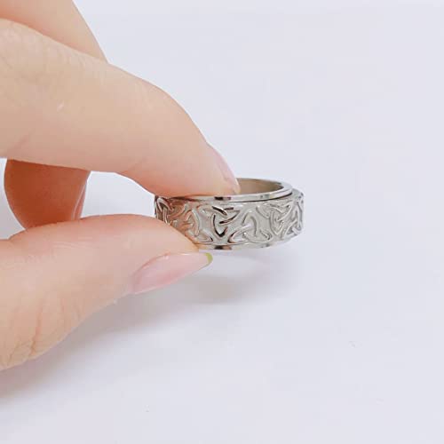 Celtic Triangle Knot Spinner Fidget Ring Stress Relieving Anxiety Rotate Freely Boredom ADHD Autism Fashion Middle Knuckle Finger Band Stainless Steel Engagement Wedding Jewelry Birthday Valentine's Day Gift for Men Women3