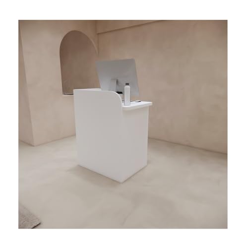 Mostrador de recepción moderno para venta al por menor, mesa pequeña de madera con cajón con cerradura para tienda de ropa, mostrador de venta al por menor, clínica minorista (B2, 60 cm, 59,9 cm)