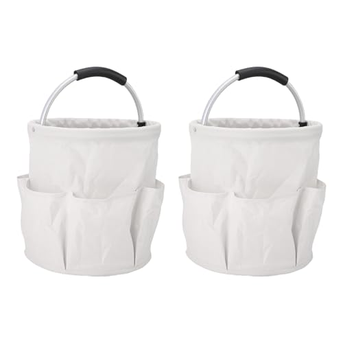 Generic 2pcs Foldable Garden Tool Bag Camping Harvest Basket Tool Storage Bath Wash Bag with Handle for Gardeners (White)