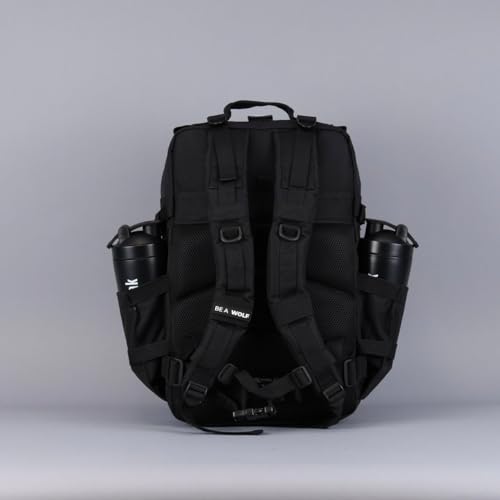 WOLFpak 45L Athletic Gym Backpack - Durable 1000D Waterproof Oxford Material with MOLLE Webbing, Laptop Pocket & Dual Cup Holders, Durable Fitness/Travel/Military Daypack (Alpha Black) - Image 6