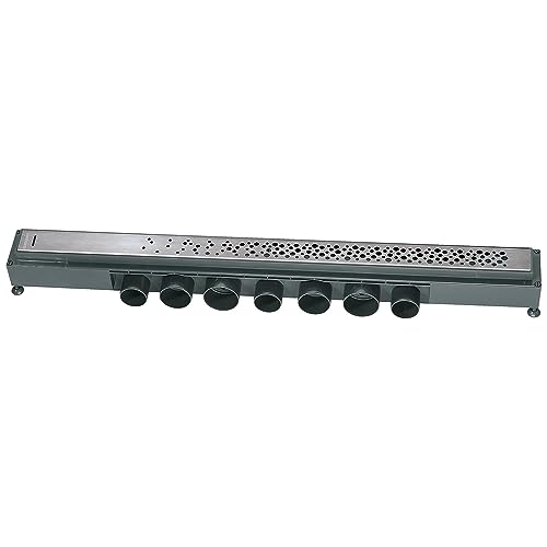 Wirquin 30723951 Caniveau douche à l'italienne Venisio L.700 mm avec grille Soda en inox largeur 43 mm design gouttes d'eau, chromé
