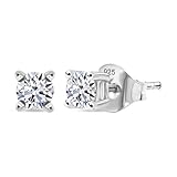 TJC LUXURIANT 0.50 Ct Lab Grown Diamond Solitaire Stud Earrings for Women, SI G/H, 925 Sterling Silver, Rhodium Plated, Push Back, Gift for Her