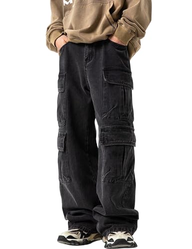 JNCO Men's Baggy Cargo Jeans - Y2K Hip Hop Grunge Loose Fit Streetwear