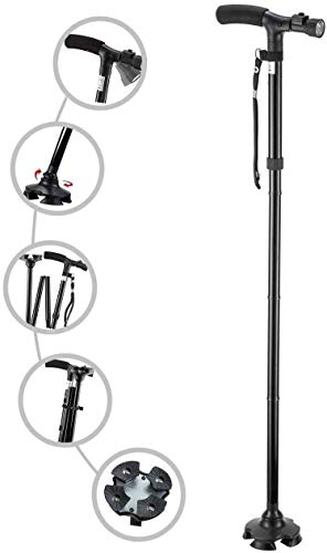 Image of Aluminium Alloy Handle Dependable Professional LED Light Folding Walking Stick for Old Gentleman, Walking Sticks for Old People