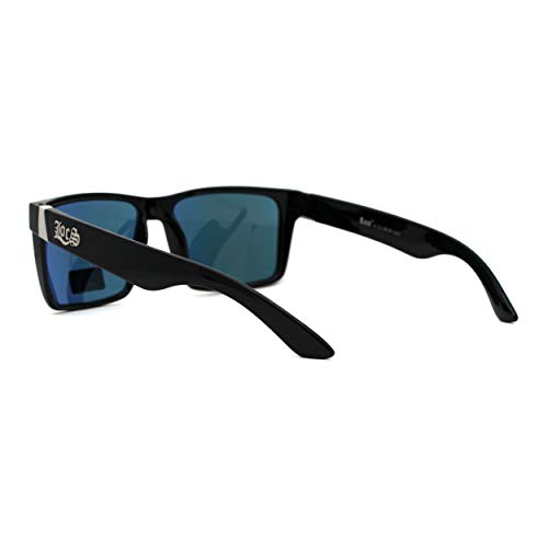 Image of Locs Colored Reflective Black Rectangular Gangster Hardcore Sunglasses