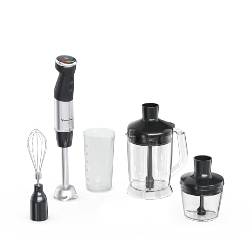 Moulinex Quickchef+ Pied Mixeur, 1000 W, Silencieux, 20 vitesses, Mode turbo, Accessoires hachoir...