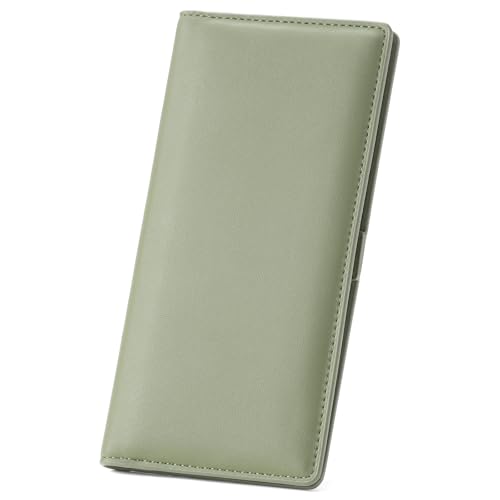 Portafogli da donna ultra sottile pelle PU con blocco RFID porta carte di credito Bifold lungo portafoglio da pochette Tipo 1 Verde Frutta Casual