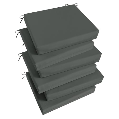 Image of Basic Beyond Outdoor Chair Cushions Set of 6, Square Corner, 18.5x16x3, Charcoal Grey
